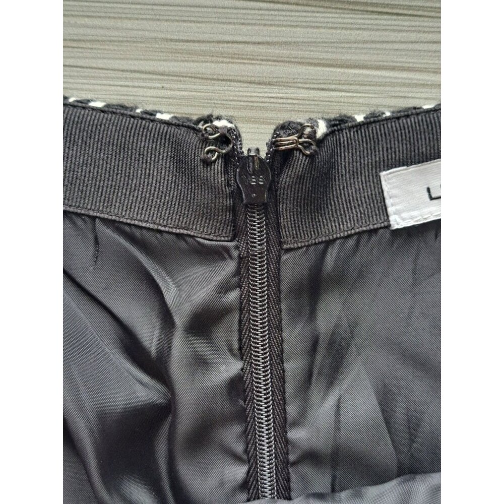 Vtg Liz Claiborne Houndstooth Black & White Pencil Skirt Size 6 Wool Blend - Picture 4 of 8